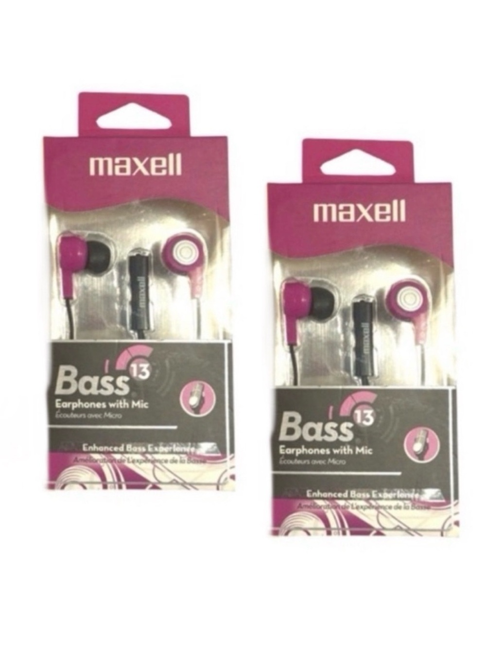 2 Maxell Bass Earphones with Mic
